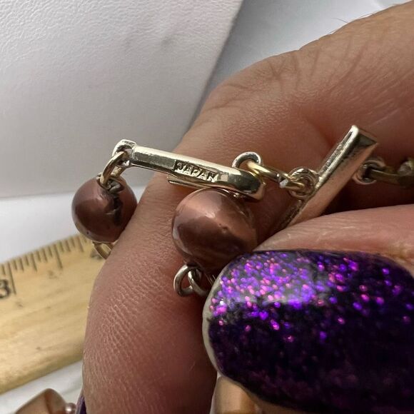 Vintage Signed Japan Iridescent Beads Double Strand Necklace - Picture 8 of 15